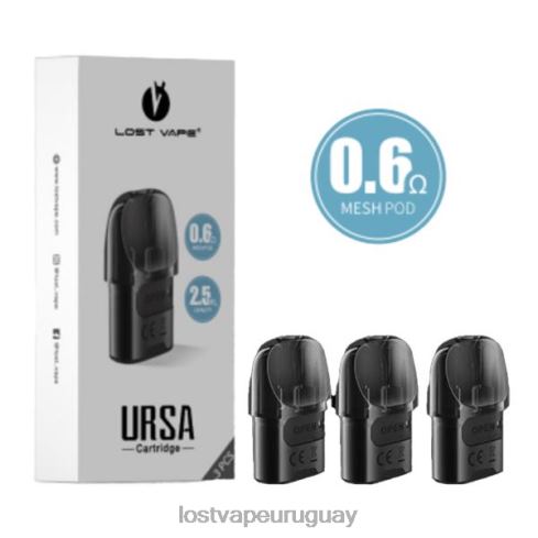 Lost Vape URSA vainas de repuesto | 2,5 ml (paquete de 3) negro 0,6 ohmios - Lost Vape Near Me B8F4V6